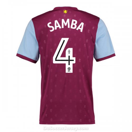 Aston Villa 2017/18 Home Samba #4 Shirt Soccer Jersey
