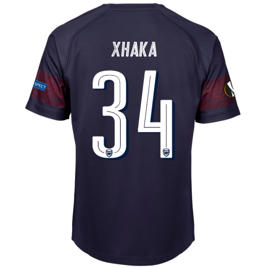 Arsenal 2018/19 Granit Xhaka 34 UEFA Europa Away Shirt Soccer Jersey - Click Image to Close