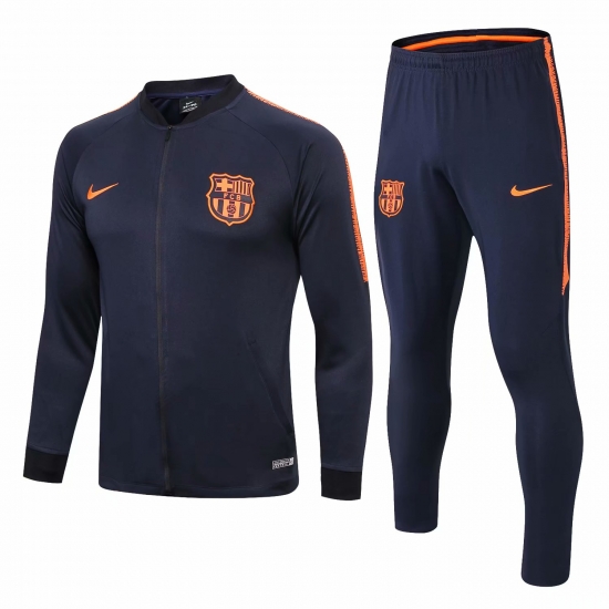 Barcelona 2018/19 Navy Orange Stripe Training Suit (Jacket+Trouser) - Click Image to Close