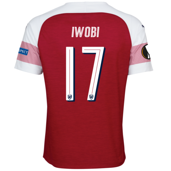 Arsenal 2018/19 Alex Iwobi 17 UEFA Europa Home Shirt Soccer Jersey - Click Image to Close
