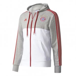 Bayern Munich 2017/18 Grey White Full Zip Hoodie Jacket