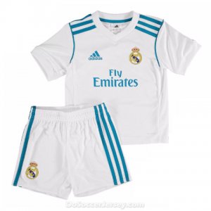 Real Madrid 2017/18 Home Kids Soccer Kit Children Shirt And Shorts