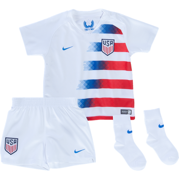 USA 2018/19 Home Kids Soccer Jersey Kit Children Shirt + Shorts + Socks